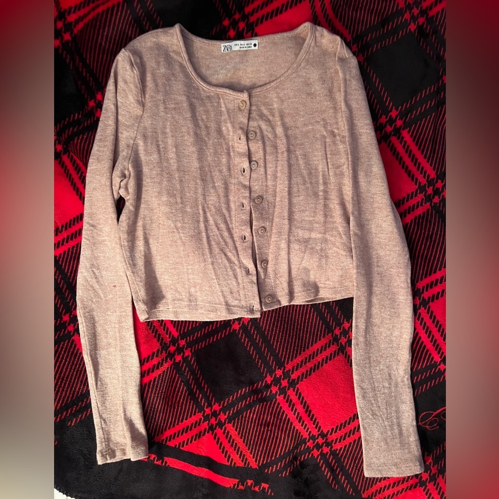 Cropped Button-Up Cardigan